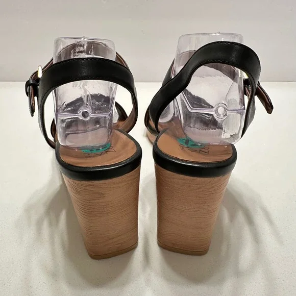 Naturalizer Womens Rose Black Leather Block Heel Sandals Square Toe Size 12 - Picture 4 of 9